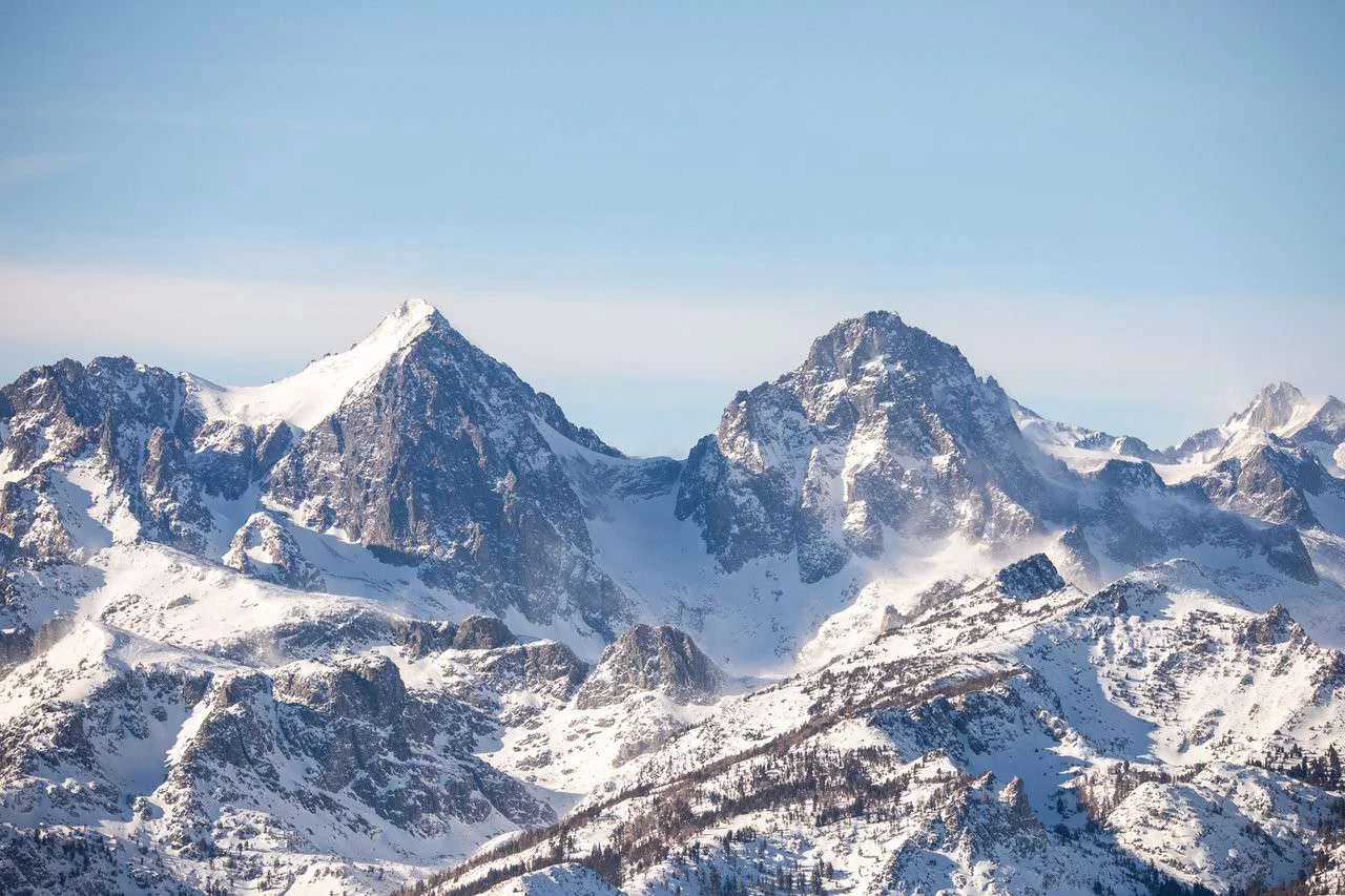 Snow-covered mountains in Mammoth Lakes, California