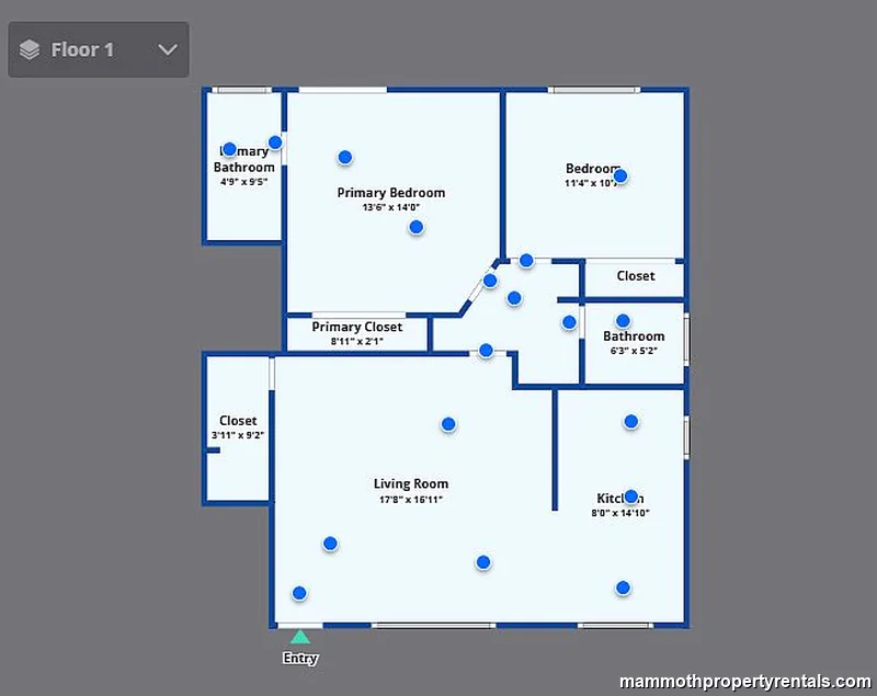Floor plan - 2 bedroom, 2 bathroom layout.