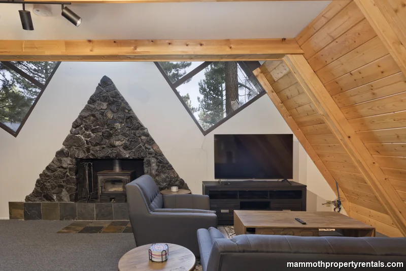 Cozy fireplace in lower suite living room
