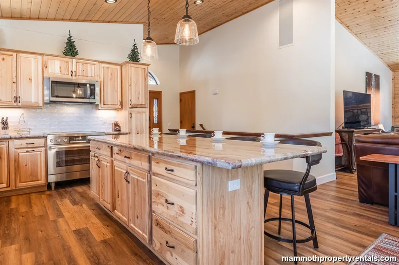 Chef's kitchen opens to living room