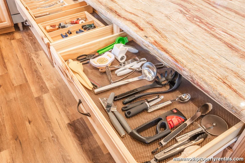 Plenty of utensils for meals in the chef's kitchen